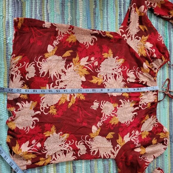 Lucky  Ladies Boho Peasant Pullover Vneck Floral Long Sleeve Top,  XS - Picture 9 of 14